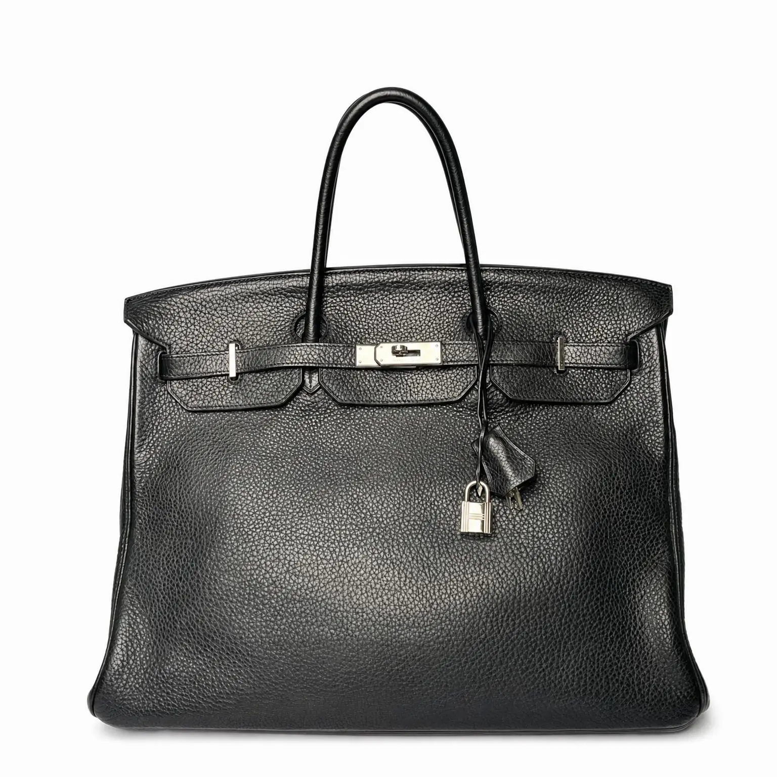 Pre-owned HERMÈS X Top Handle Bags Hermes 40cm Togo Leather Palladium Plated Birkin Bag Black 2606270013