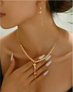 Plated Retro Style Tassel Pendant Necklace Set For Women