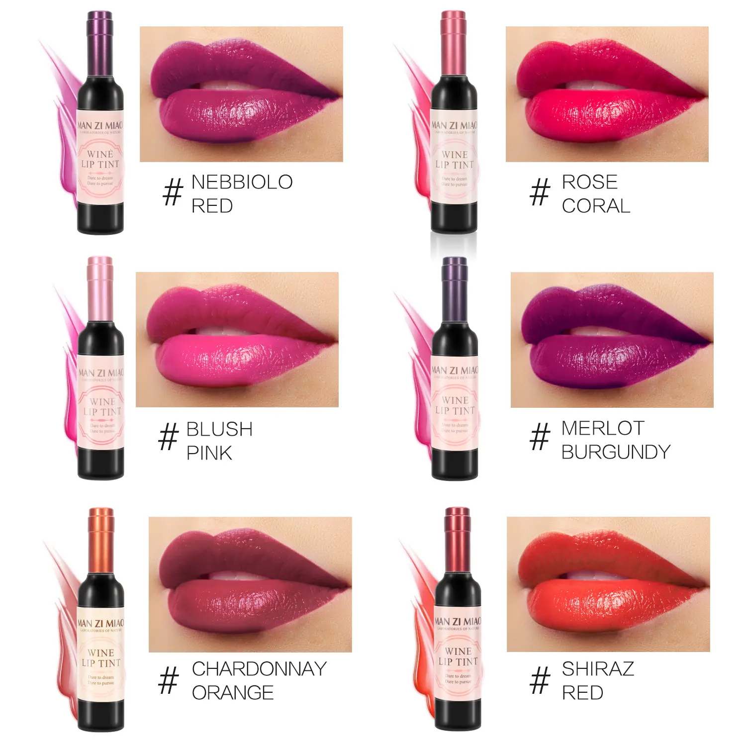 Aliver  Long-Lasting Wine Lip Tint, 0.24 Ounce Waterproof & Moisturized Makeup Lip Gloss Matte Lip Sticks - Pack of 6 - Water Proof Moisturizer Lipstick Summervibes, Cosmetic, Lip Care campingessentials