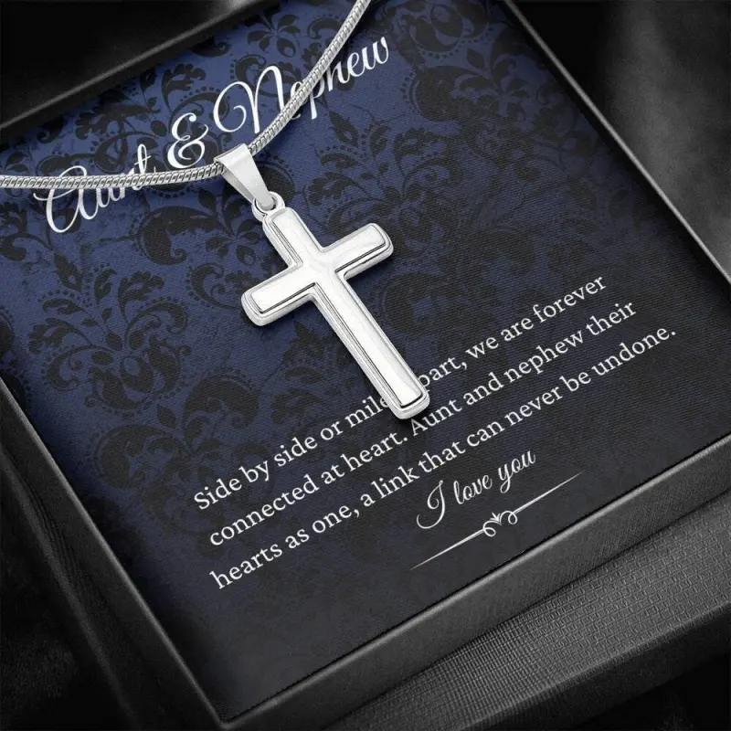 Cross Necklace, Aunt & Nephew, For Aunt From Nephew, Aunt Nephew Necklace, Aunt Nephew Gift, Aunt Nephew Jewelry, Birthday To My