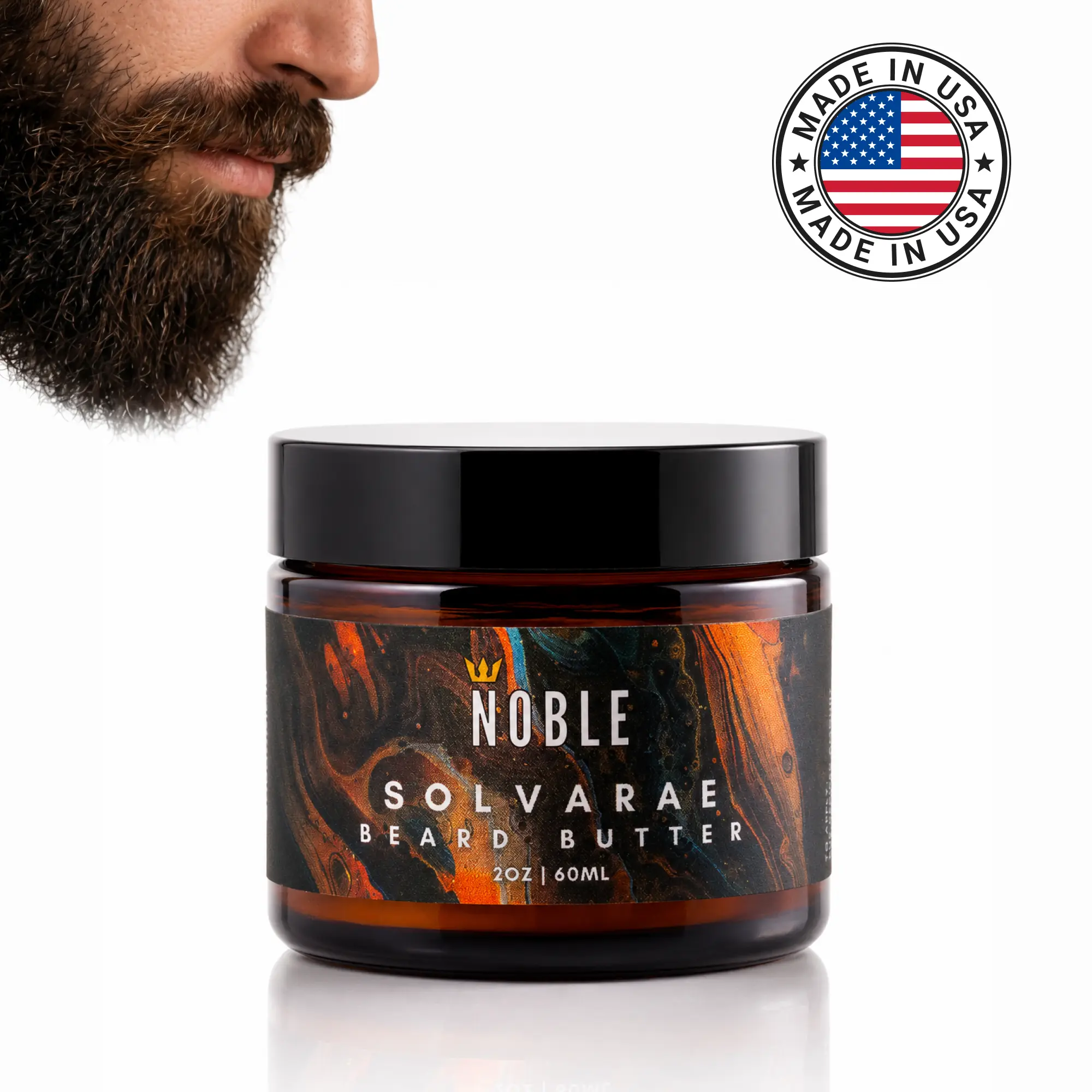 Solvarae Beard Butter for Men | Deep Conditioning Compound Butter | Leather, Black Pepper, Cardamom & Oud Scent | Wax-Free, 2 oz | Christmas in July Gift