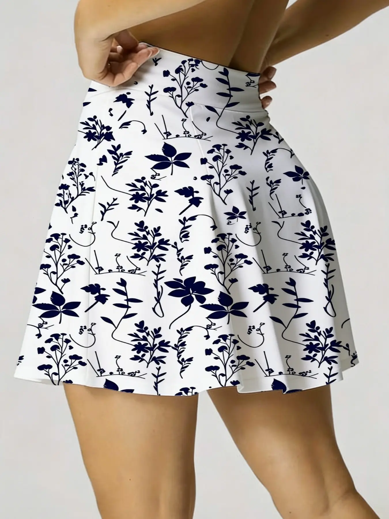 Summer Women's Lightweight Sporty Tennis Skirt and Shorts Set with Pockets, Floral Print, Ideal for Running Yoga Fitness, Tennis Skirt Sets, Skirts with Shorts