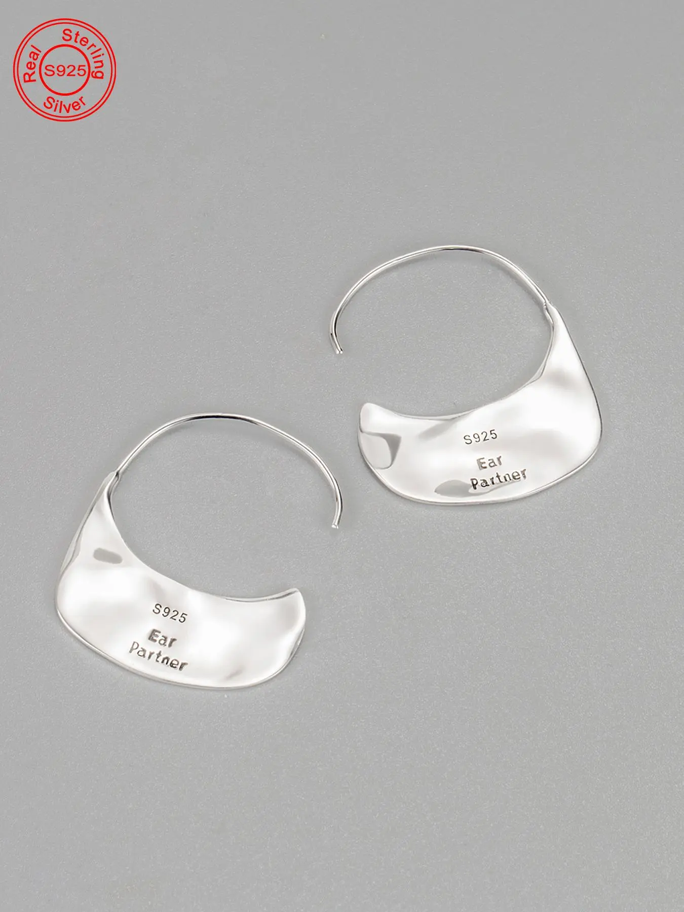 925 Sterling Silver Irregular Geometric Design Hoop Earrings, Fashionable Earrings for Women, Trendy All-match & Exquisite Jewelry for Birthday Gift