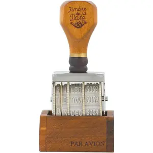 Roller Date , Rubber  with Wooden Handle & Base, Date Stamper for DIY Craft Card Making Planner Scrapbooking (1 Pack)