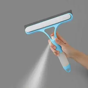3-in-1 Glass Cleaning Squeegee with Built-in Spray Bottle – Window & Mirror Cleaner, Soft Silicone Blade & Absorbent Sponge, Streak-Free Shine, Easy All-in-One Tool
