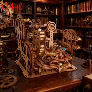 3D DIY Wooden Puzzle Kit, Marble Run Track Set, Handmade Mechanical Slide, Christmas Birthday Halloween Gift, Wood Craft Project