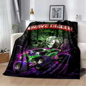 3D Monster Jam Monster Truck Cartoon Blanket Soft Throw For Home Bedroom Bed Sofa Picnic Travel Office Kids Room Decor Monster Truck Decor Gift For Boys