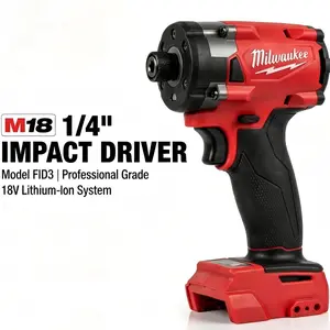 Milwaukee M18 FID3 18V Cordless Impact Driver, 1/4 Inch Hex Drive, Max 300Nm Torque, Multi-speed Adjustable 0-3900RPM & 0-4400IPM,High-power electric screwdriver for furniture assembly, machinery installation, and on-site fastening tasks.