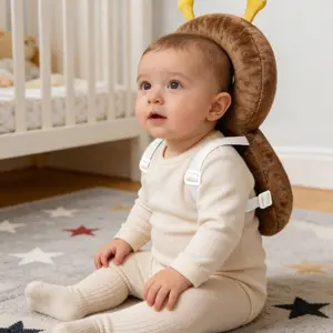 Baby Head Protector Cushion Backpack for Newborn Walking & Crawling, Christmas Elements, Adjustable Toddler Safety Gear Harness, Cute Bee Design