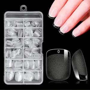 Short Square Fake Nail, 240pcs/box Transparent Acrylic Nail for Women & Girls DIY Nail Art, Clear Nail Tips, Manicure Accessories, Nail Art Supplies