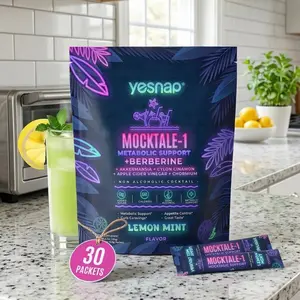 Yesnap MOCKTALE-1 Metabolic Support with Berberine & Akkermansia, Chormium, Cylon Cinamon, Apple Cider Vinegar - Lemon Mint Flavor Non-Alcoholic Cocktail | Powdered Supplement Drink Mix, 30 Packets