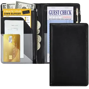 Black Server Books for Waitress/Waiter with Zipper Money Pocket