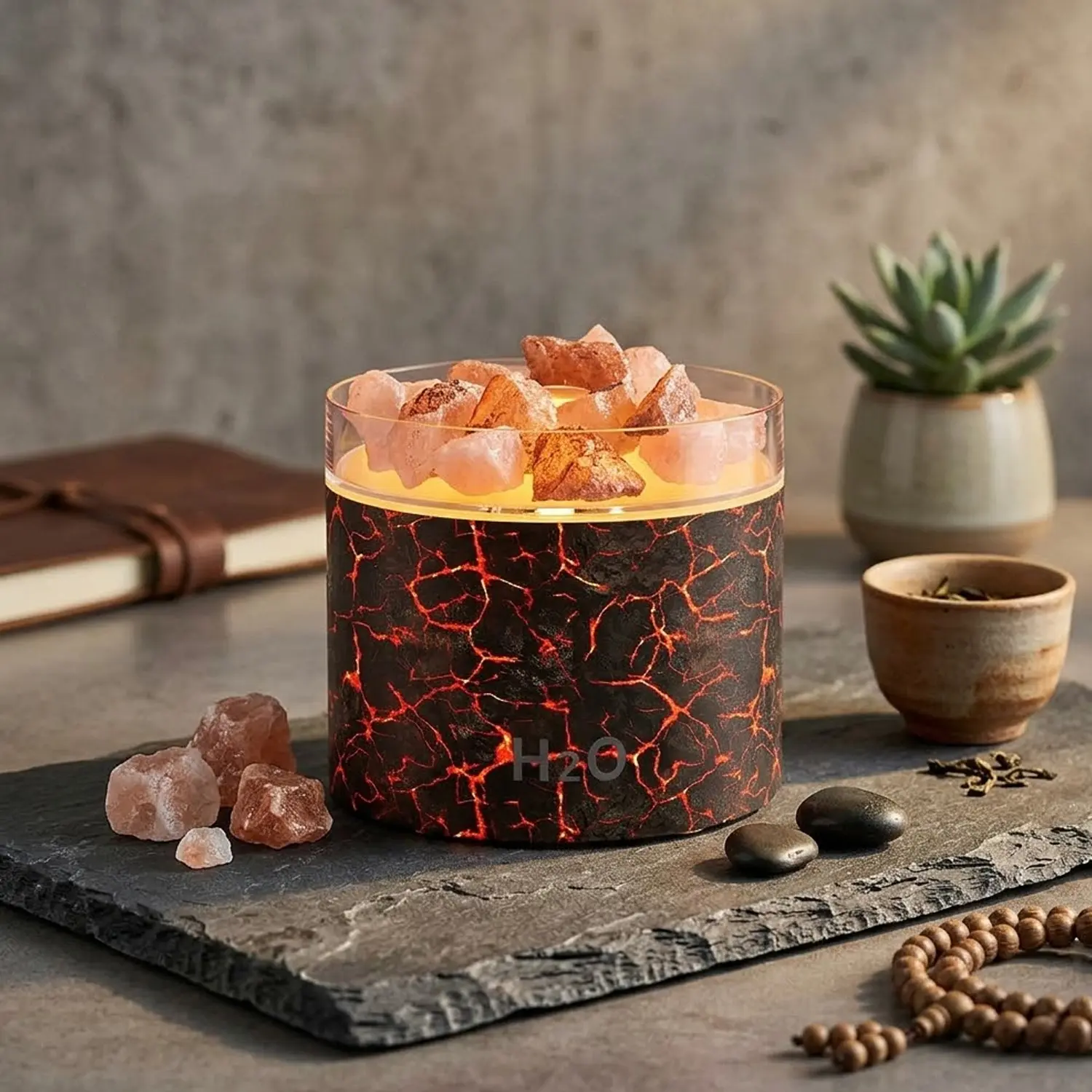 Natural Sea Salt Crystal Humidifier - 7-Color Lighting, Essential Oil Compatible, Portable Compact Spa Fragrance Oil Burner, Hotel-Ready Home Care Supply, Bedroom Decor, Girlfriend/Mom Birthday/Festival Gift That Creates a Tranquil Atmosphere