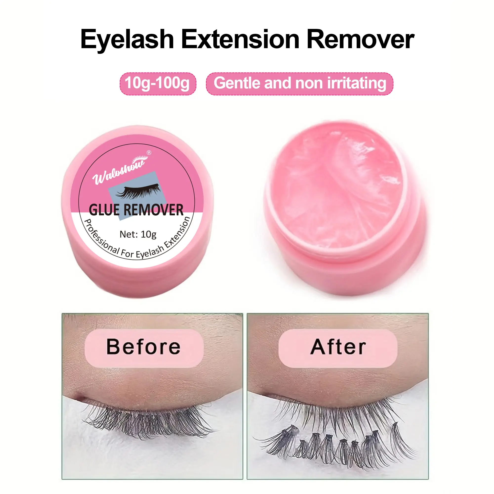 Professional Eyelash Extension Remover Glue, 10g, Hypoallergenic Makeup Remover, Quick Gentle Makeup Removal, No Fragrance, Suitable for All Skin Types, Non-Irritating