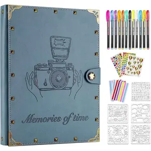 Leather Scrapbook Album 60 Pages Love Memory Photo Album 8.5x11 inch, Travelling Journal Scrap Book Family Scrapbook Scrapbooking Supplies Kits Gift for Couples Anniversary Wedding