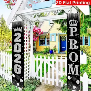 Prom Night Decorations 2026, Silver Color Glitter Graduation Party Supplies, Send off Banner, Yard Sign Banner, Porch Sign Backdrop, Hanging Photo Shoot Props