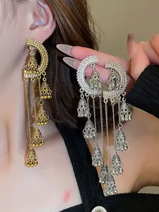 Women's Stainless Steel Earrings, Round Dangle Design, Elegant Jewelry Accessory for Women & Girls, Perfect Gift Idea, High Quality Earrings