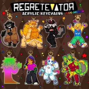 REGRETEVATOR - Keychains: Bive, Split, Pest, Poob, Party Noob, Unpleasant Gradient, Infected, Prototype, Gnarpy, regretevator, roblox