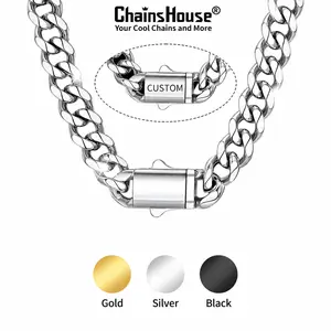ChainsHouse Cuban Link Chain Chunky Summervibe Necklace Personalized Name Custom Necklace for Men Women Stainless Steel Cuban Link Chain Casual Unisex Hip Hop Cool Necklace Jewelry Gift for Men Women CHN18729