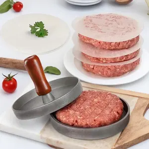 Hamburger Press Maker for Juicy Patties with 150 Non-Stick Parchment Papers Aluminum Burger Press Machine for Outdoor Grilling BBQ Picnic Kitchen Grill Griddle Kitchen Gadget