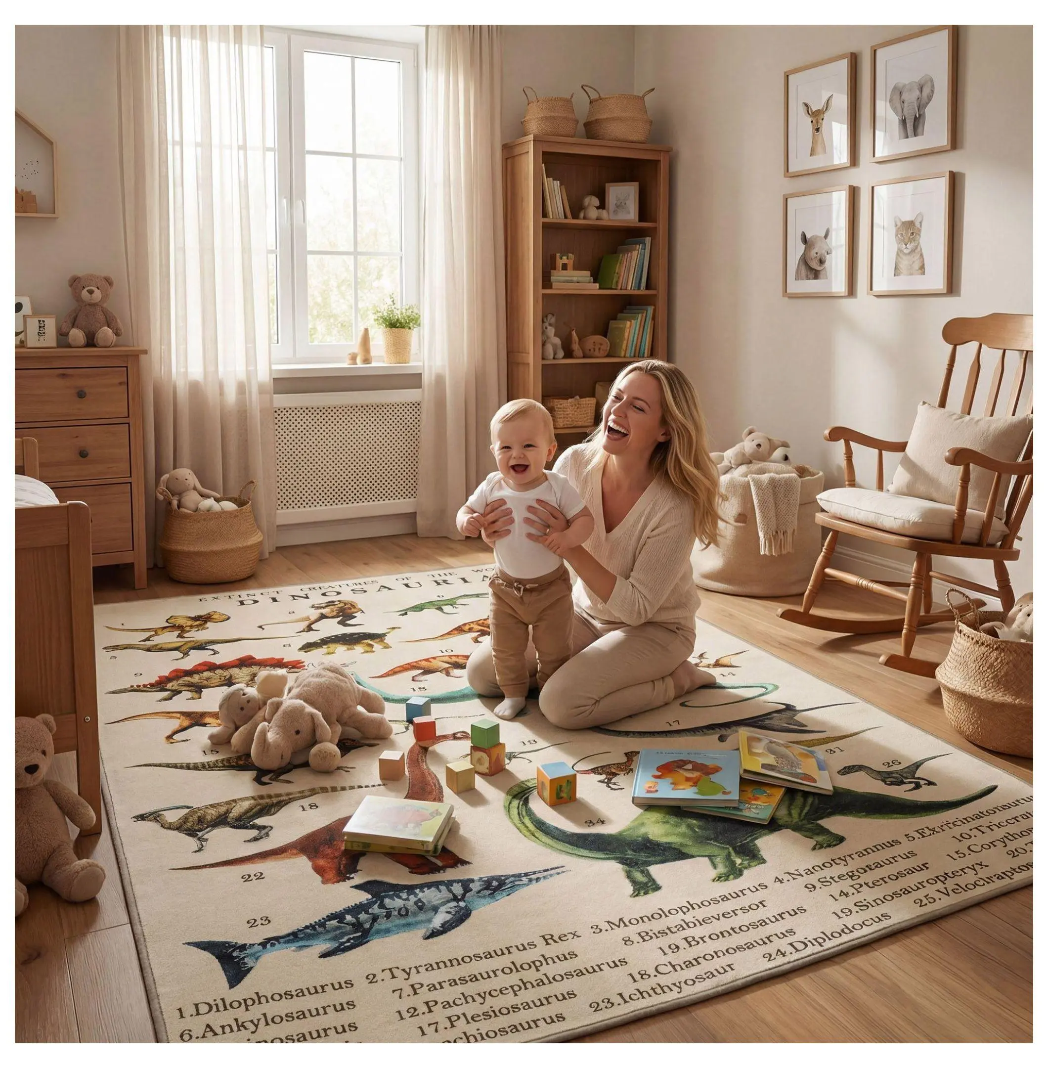 Large Play Mat 79x59 Inch, Dinosaur Baby Crawling Mat for Floor, Soft Toddler Play Area Rug for Living Room & Bedroom Default Title