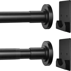 Black Shower Rod,1 Inch Diameter Stainless Tension Rods 32 to 80",with Holders,Anti-Slip,Rods No Drilling(1 Pack)