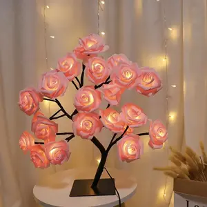 Romantic glowing Square-bottomed rose lantern, USB plug-in model, suitable for home decoration, party atmosphere lights, send friends birthday gift small table lamp, bedroom, living room decorations