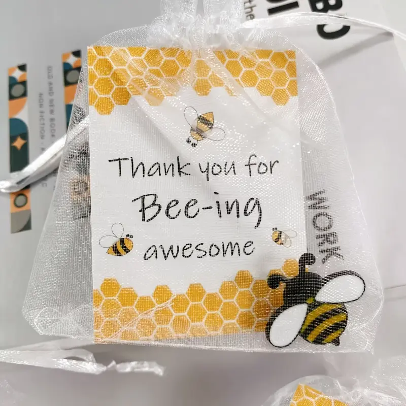 [Bulk Appreciation Gift] 75pcs Bee-Themed Appreciation Gift Set | 25pcs Lapel Pins, 25pcs Thank You Cards, 25pcs Organza Bags - Perfect for Coworkers, Teachers, Nurses, Volunteers - Bulk Employee Recognition Pack