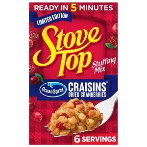 Stove Top Cranberry Stuffing Mix 6oz Box – Savory Herb Blend with Sweet Cranberry Flavor, Quick & Easy Side Dish