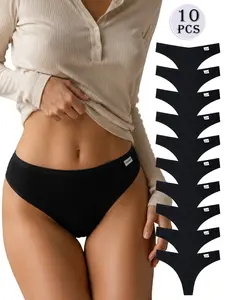 10-pack women’s comfortable, breathable pure cotton thongs with a low-rise design