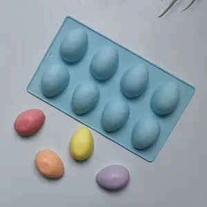 Easter Egg Silicone Molds Set, Food Grade Chocolate Mold, Non-Stick Cake Baking Tools, DIY Easter Candy Moulds, 8-Piece Creative Egg Shape