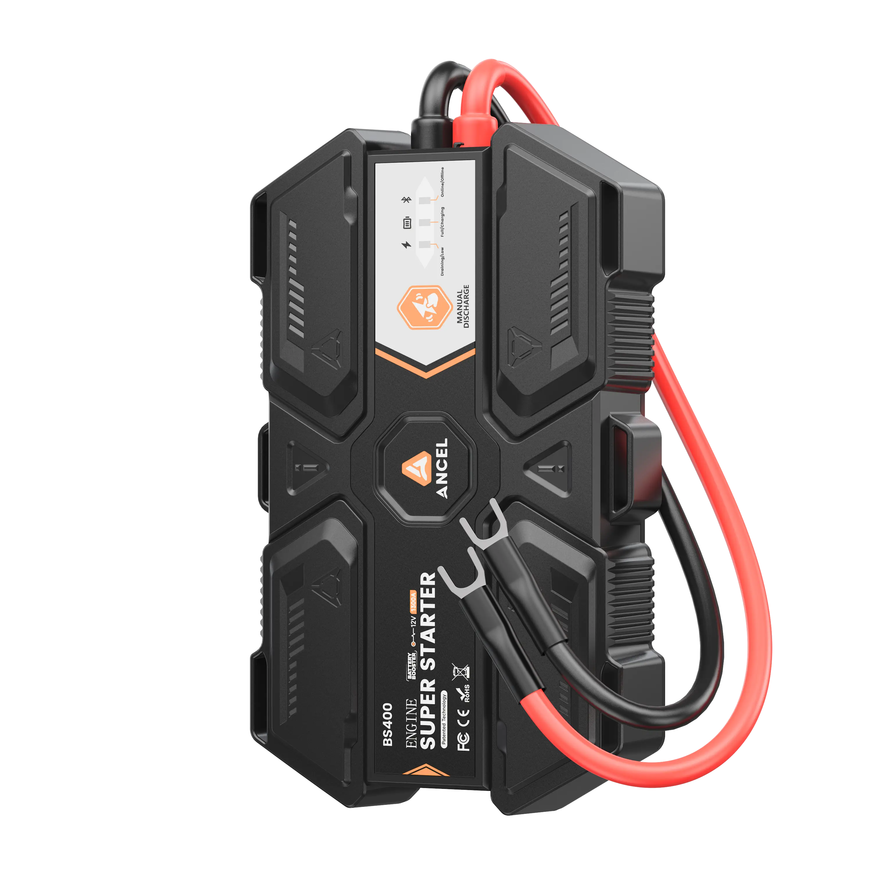 ANCEL BS400 Super Starter - Permanently Connected Jump Starter with Super Capacitor, Proactive Car Battery Maintainer & Smart Monitor, -40℉~176℉ UltraSafe Battery Booster for 6.0L/6.0T Vehicles
