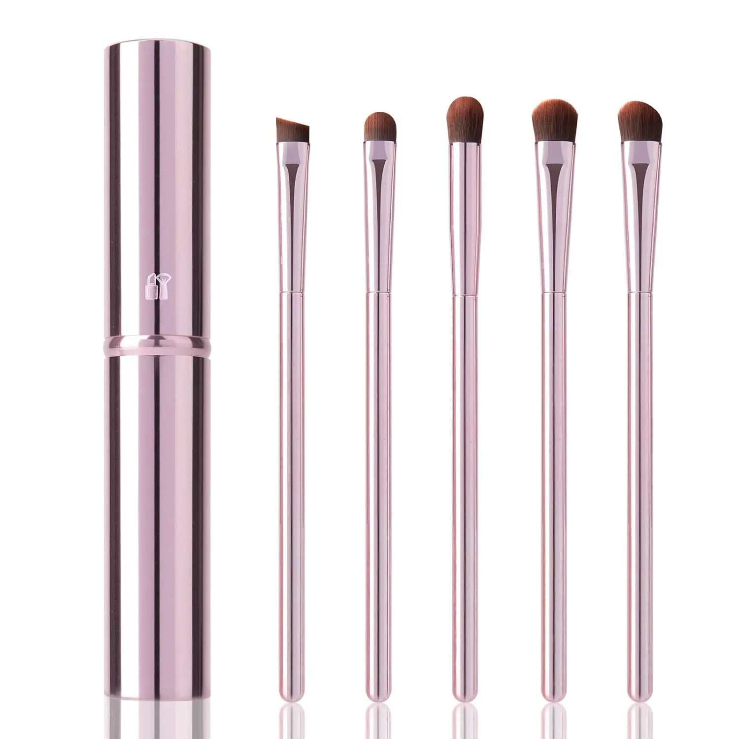 5Pcs Eye Makeup Brush Set, Portable Eyeshadow Brushes for Travel Case. | Basic eyeliner, angle, concealer, slanted eyebrow brush, recommended by travel makeup artist for beginner and holiday gift