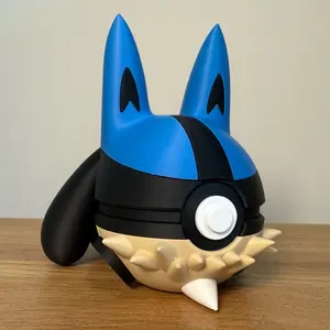 Lucario Ball - Made to Order, High-Quality PLA, 3D Printed Pokeball Figure, Decor