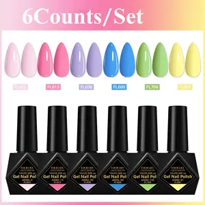 FourLily Macaron Color Gel Nail Polish Set, 6Counts/Set Cream Tone Nail Gel Polish, Soak Off LED UV Gel Varnish, Summer Nail Art Gel, Semi-Permanent DIY Manicure Gel Set for Nails Feet & Hands, High Quality Polish, Great Gift for Women & Girls