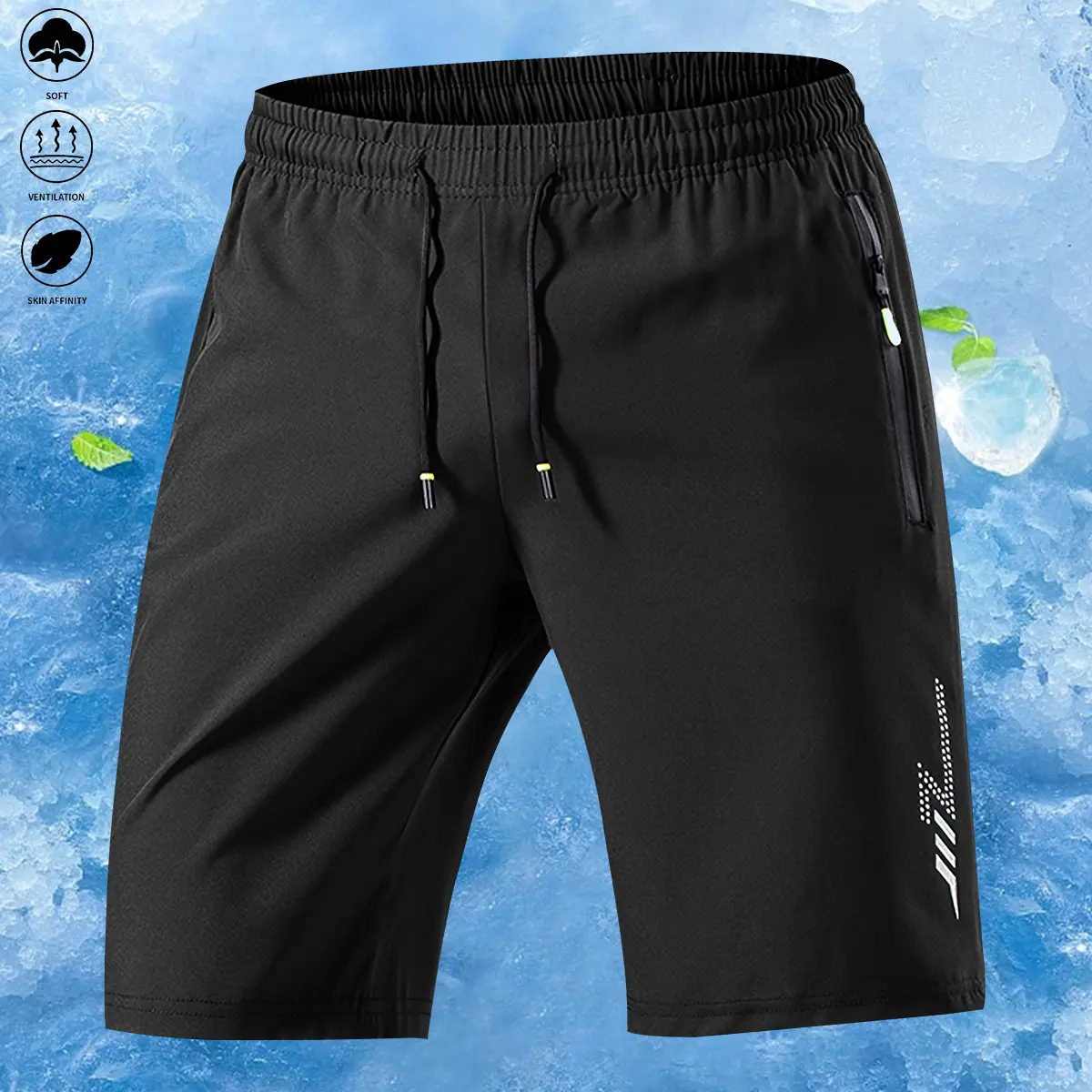 Men’s Summer Well-Fitting Breathable Dry-Fit Multifunctional Mid Waist Drawstring Lightweight Shorts - Quick-Dry Polyester, Zip Pockets, Ideal for Running, Hiking, Well-Fitting Men's Shorts, Breathable Men's Shorts