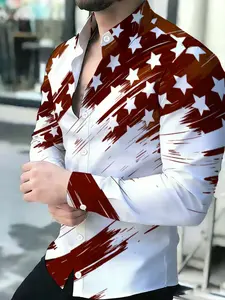 Men's Long Sleeve Shirt Casual Button Front Novelty Pattern