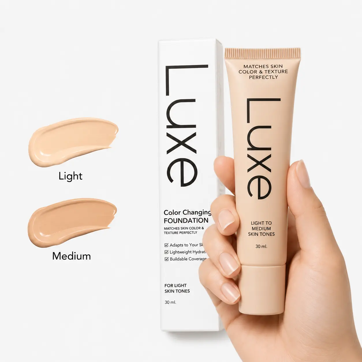 Alcohol-Free Hydrating Color-Changing Liquid Foundation - 30ml Buildable Coverage Makeup for Adults, Smoothing Formula for Even Skin Tone & Flawless Natural Long-Lasting Finish, Ideal for Daily Makeup Routine, Box Contains Neither Harmful Additives
