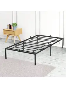 【Christmas Gift】Black-6-inch double bed Sturdy Black Twin Metal Platform Bed Frame With 13-Inch Under-Bed Storage, Noise-Free Assembly, Non-Slip Mattress Clip, And Enhanced Load-Bearing Capacity For Ultimate Comfort