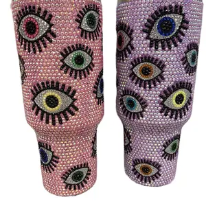 Eye bling bling 40oz Tumbler with Handle-Glitter Tumbler, Rhinestones Tumbler Bling Cups Stainless Steel Water Bottle Diamond Studded Tumbler for Women-Birthday Gifts for Women, Mom, Wife, Girlfriend (40 oz, Shiny)