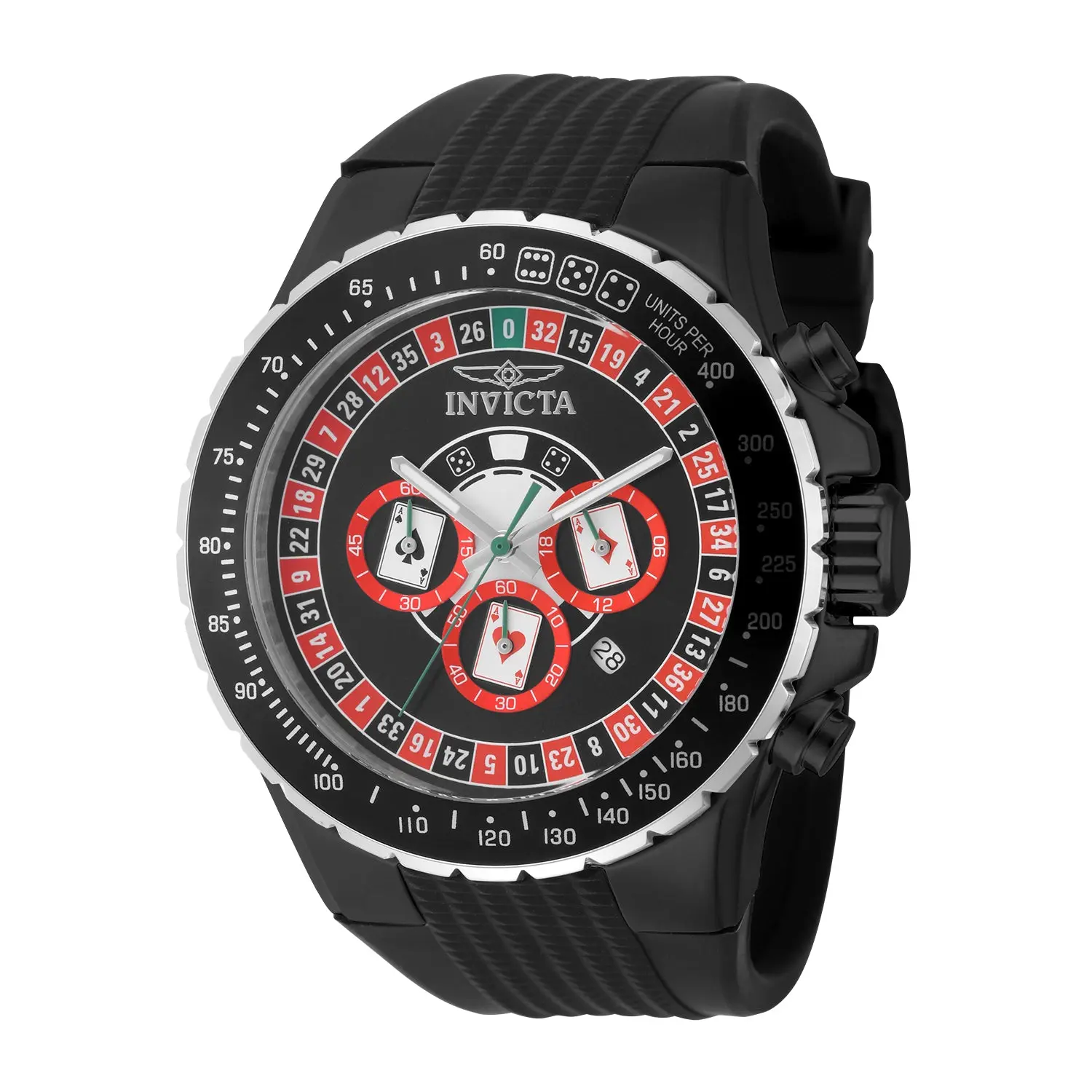 Invicta Men's 50mm Aviator Quartz Chronograph Roulette Dial Silicone Strap Watch Invicta Men's 50mm Aviator Quartz Chronograph Roulette Dial Silicone Strap Watch