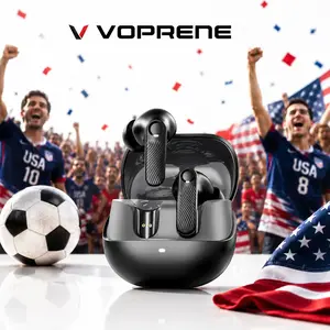 Voprene v73 HiFi Deep Bass Wireless Earbuds with Active Noise Cancellation 140H Playtime ENC Clear Calls Bluetooth 5.4 Immersive ANC & 10 Minute Quick Charge - Charging