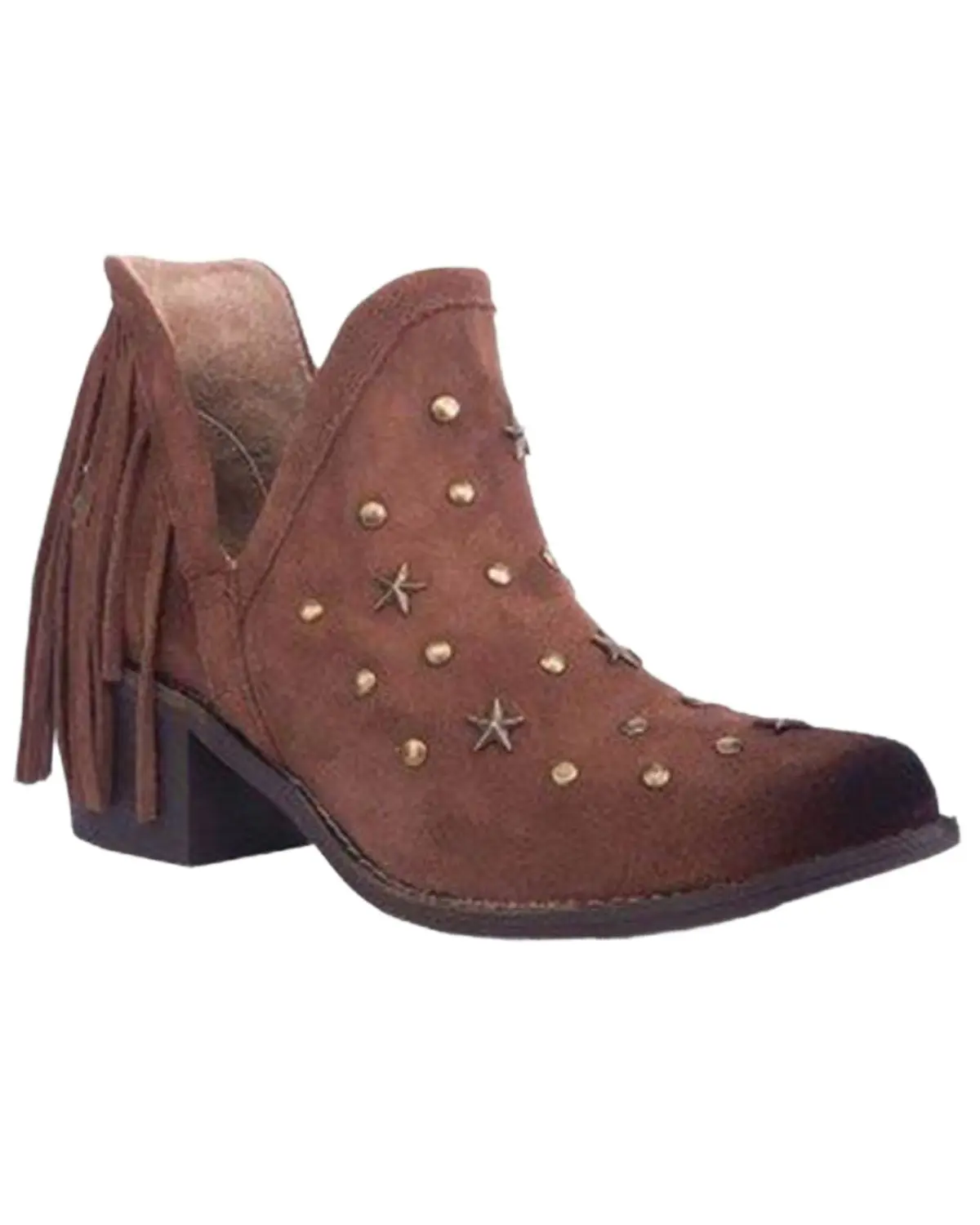 Circle G Women's Women'S Fringe Studded Roughout Booties Round Toe - Q0310