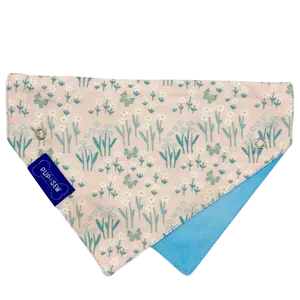 Pink Wildflower Dog Collar Bandana, Reversible and Two-Tone