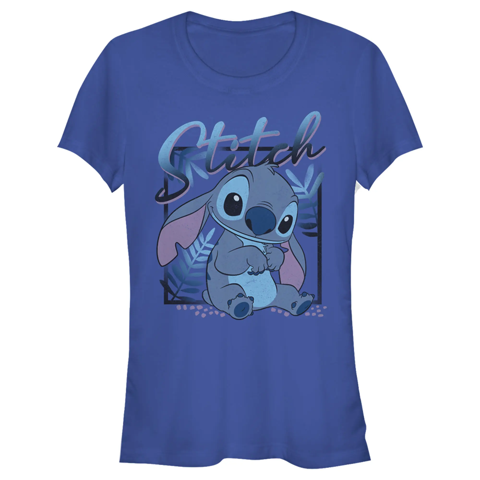 Juniors Womens Lilo & Stitch Distressed Poster Stitch T-Shirt