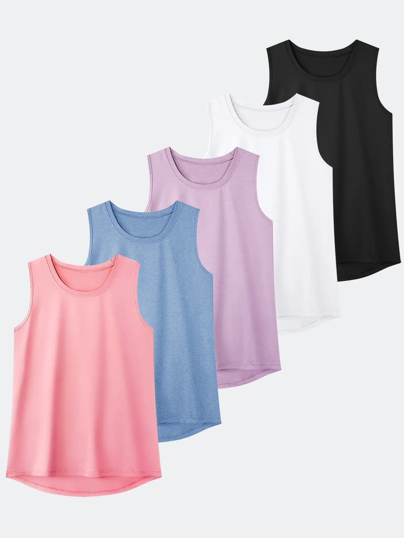 Women's 5pcs Quick Dry Athletic Tank Tops - Sleeveless Yoga Gym Shirts, Loose Fit, Breathable Polyester Blend, Crew Neck, Assorted Colors summerwins,travel essentials,camping essentials