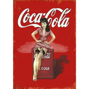 Vintage Aluminum Wall Art Plaque for Home Bar Man Cave Shed Pub Retro Decor Classic Coca Cola Pin Up Girl Advertising Sign Home Decoration