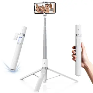 K&F CONCEPT 69" Magnetic Folding Selfie Stick with Lanyard, Textured Grip - Pop Open Quick Fold Mobile Smartphone Tripod Stand, 360° Rotatable, 9-Button Bluetooth Remote Control, Phone Accessory for Travel Vloggers