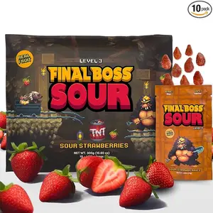 Final Boss Sour, Extremely Super Sour Gummy Candy, Strawberry and Mango - Gummies Made with Dried Fruit, Free of Artificial Colors, Healthy Snack for Kids & Adults boxes