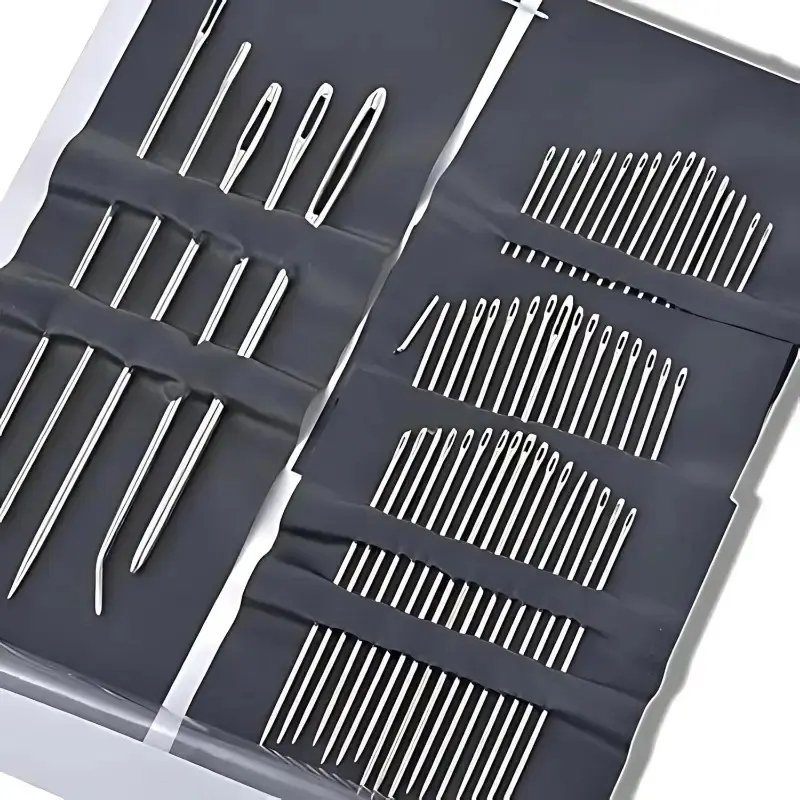 55-Piece Stainless Steel Hand Sewing Needle Set, Large-Eye Embroidery & Sewing Tools Kit, Multiple Sizes, Sewing Essentials, Sewing Supplies Crafts, Needles for Hand Sewing, No Charger, Packaging